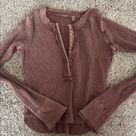 Free People Tops - Free People Women's Ribbed Long Sleeve Top - Mauve